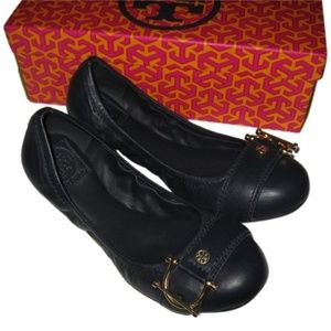 Tory Burch Navy Leather Noel Flats 7.5